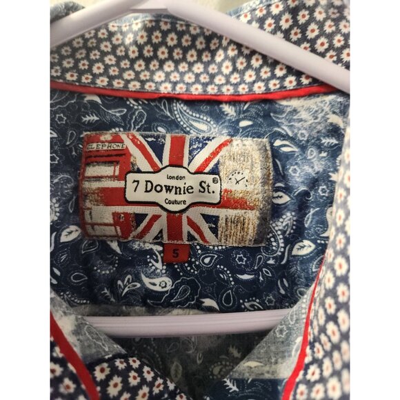 7 Downie St. Long Sleeves Shirt Size 5 White and Blue Pre-Owned - Picture 2 of 8